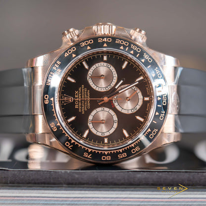 Rolex Cosmograph Daytona Rose Gold Oysterflex Black and Sundust Dial