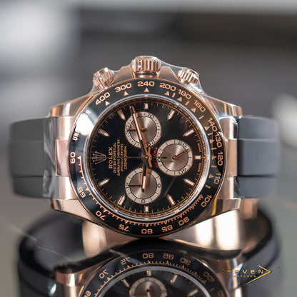 Rolex Cosmograph Daytona Rose Gold Oysterflex Black and Sundust Dial