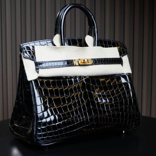 Hermes Birkin 25 Black Crocodile GHW