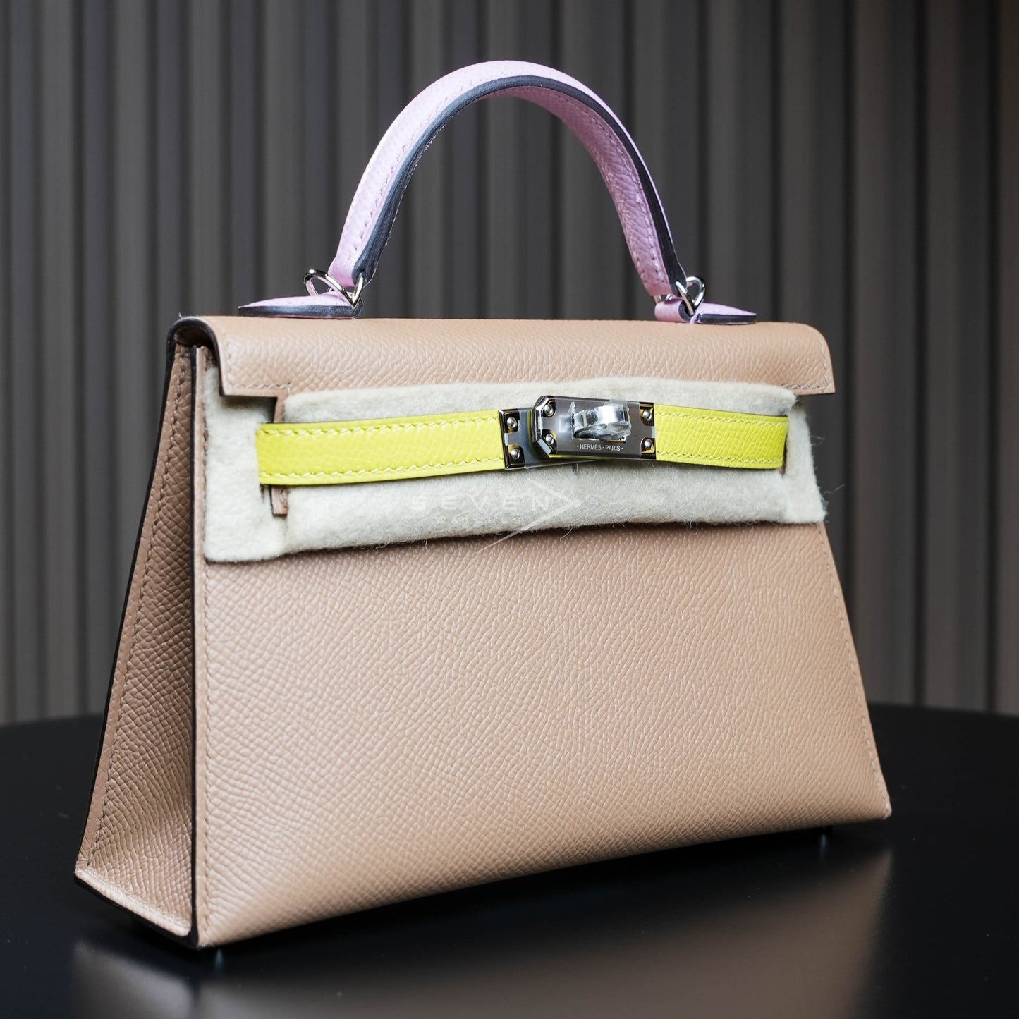 Hermes Mini Kelly Tricolor Pink Yellow Chai