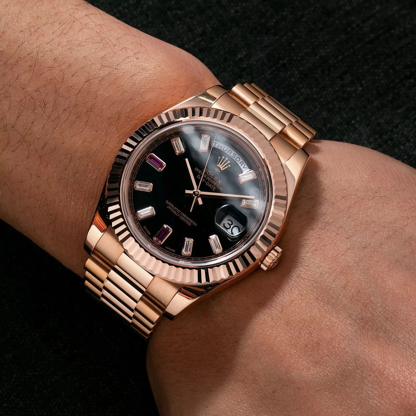 Rolex Day-Date 41 Ruby and Diamond Dial